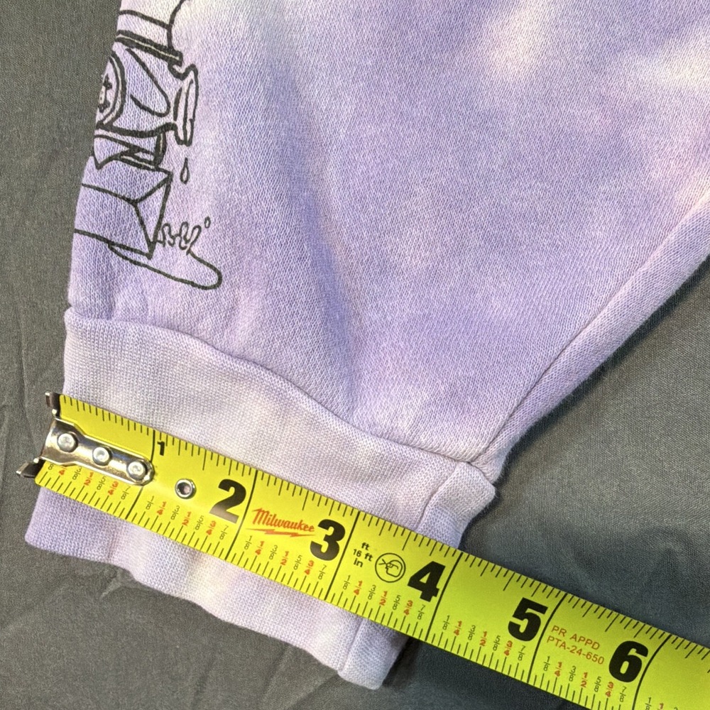 BT21 Purple White Tie-Dye Pullover Hoodie Kangaroo Pocket Medium Cartoon KPop - Picture 14 of 15